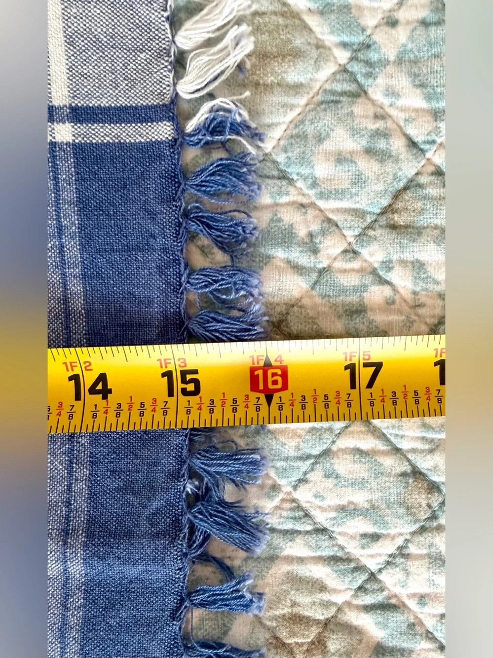 TWO Blue & White Plaid Cotton Napkins w/a Checked Pattern and a Fringed Border